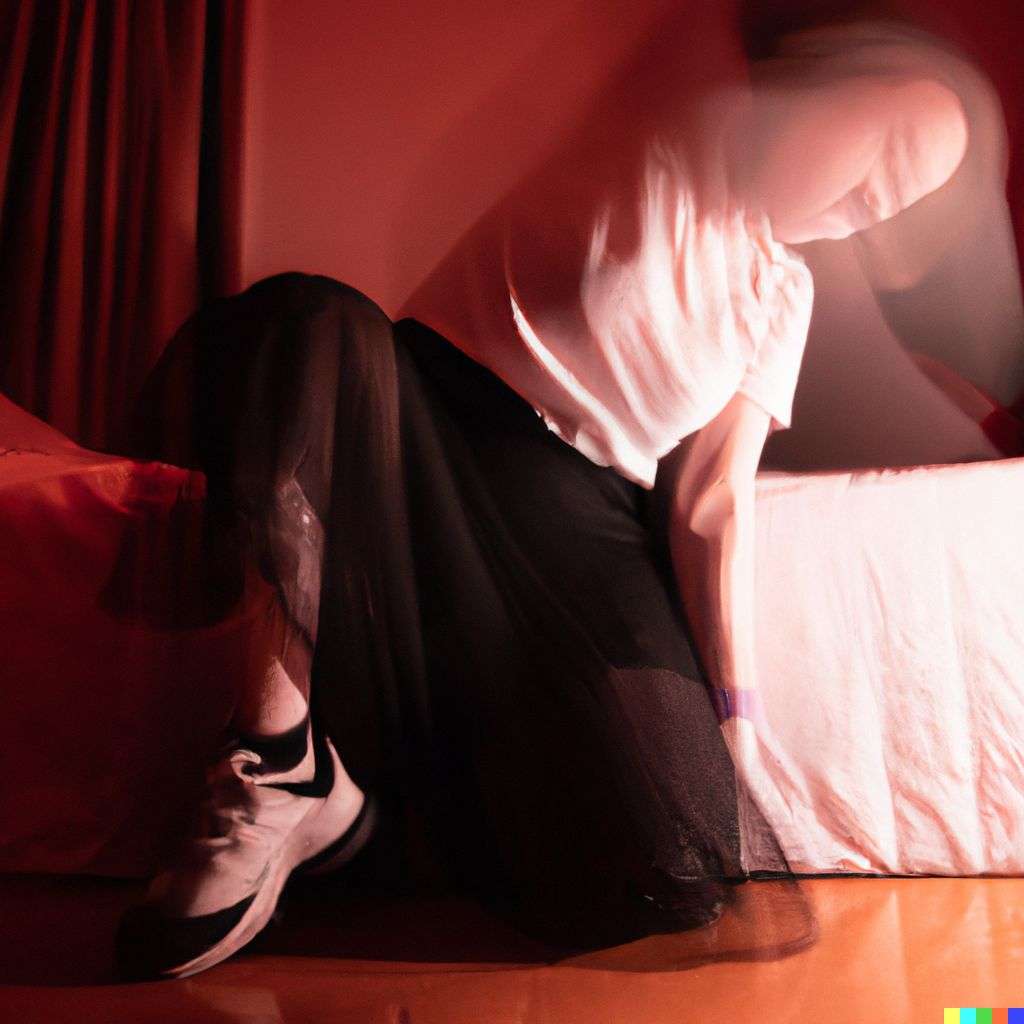 a representation of anxiety, photograph, taken from a low angle